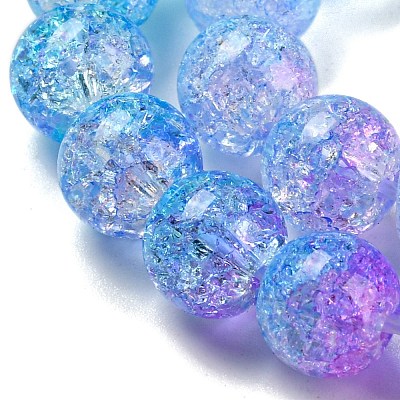 Spray Painted Crackle Glass Beads Strands DGLA-C002-8mm-05-1