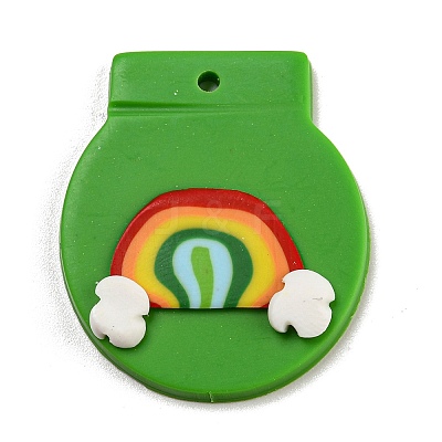 Saint Patrick's Day Handmade Polymer Clay Pendants CLAY-E008-02A-1