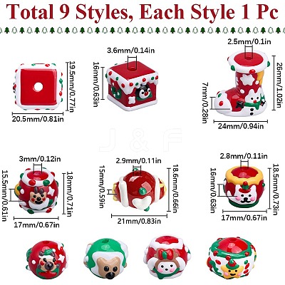 9 Styles Opaque Hand Painted Acrylic Enamel Beads SACR-SC0001-42-1