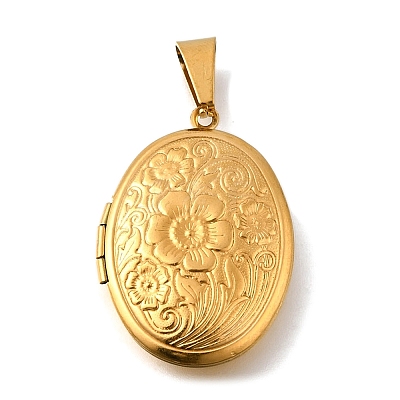 316 Stainless Steel Locket Pendants STAS-O132-02G-1