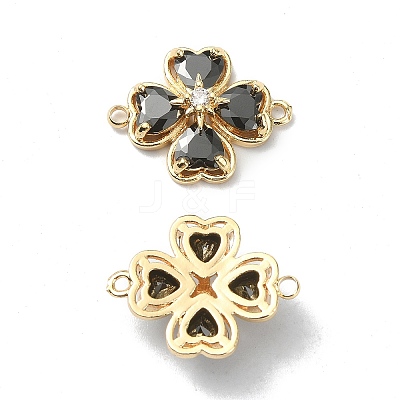 Brass Pave Clear Cubic Zirconia Connector Charms X-KK-B072-09G-1