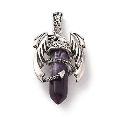 Natural Amethyst Pointed Pendants G-B042-04P-57-1