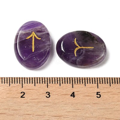 13Pcs Natural Amethyst Rune Stone G-C095-02F-1