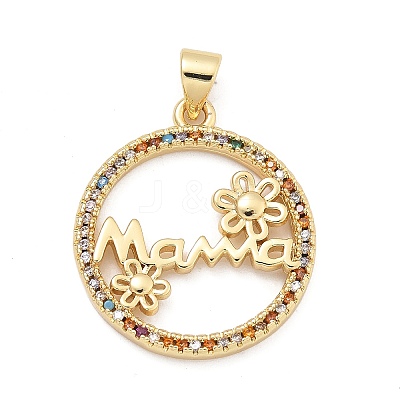 Mother's Day Brass Micro Pave Cubic Zirconia Pendants KK-Q055-02A-G-1