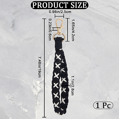 Cotton Handmade Braided Wrist Lanyard Pendant Decorations KEYC-WH0007-001C-1