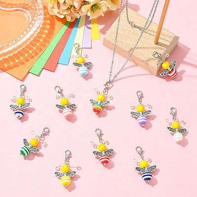 30Pcs Strip Resin & Dyed Synthetic Turquoise Bee Pendant Decoration HJEW-CJ00096-1