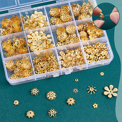 480Pcs 12 Styles Iron Bead Caps Kits IFIN-ME0001-33-1