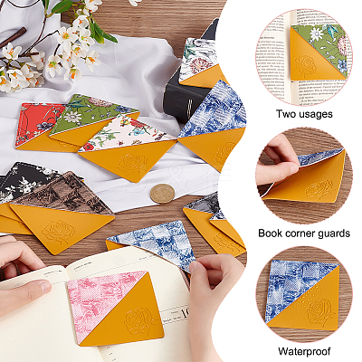 12Pcs 12 Style Printed Imitation Leather Page Corners AJEW-GO0001-11-1