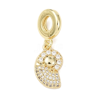 Brass Micro Pave Clear Cubic Zirconia Sea Animal European Dangle Charms KK-B159-04G-03-1