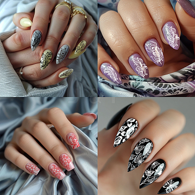 Stainless Steel DIY Nail Art Templates MRMJ-WH0092-035-1