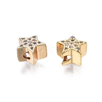 Brass Micro Pave Clear Cubic Zirconia Beads LS-KK-Q764-008-1