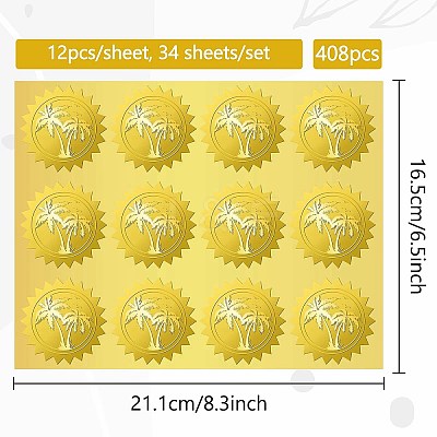 34 Sheets Self Adhesive Gold Foil Embossed Stickers DIY-WH0509-047-1
