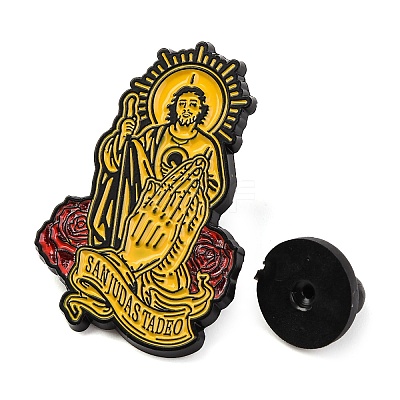 Rose Flower San Judas Zinc Alloy Enamel Pins Brooch JEWB-S033-03B-05-1
