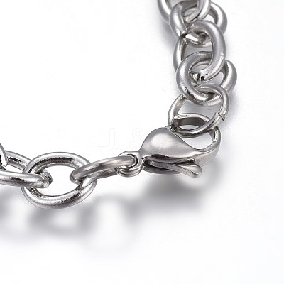 Tarnish Resistant 304 Stainless Steel Charm Bracelets BJEW-L637-28-P-1