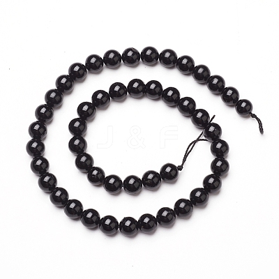 Natural Black Tourmaline Beads Strands G-L554-02-8mm-1