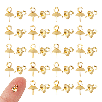 80Pcs 201 Stainless Steel Cup Pearl Peg Bails Pin Pendants STAS-UN0054-52-1