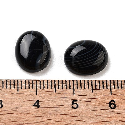 Natural Dyed & Heated Black Agate Cabochons G-G145-01A-31-1
