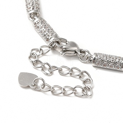 Clear Cubic Zirconia Column Link Chain Bracelet BJEW-E073-01P-1