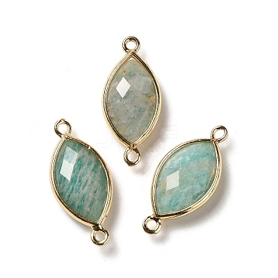 Natural Amazonite Faceted Connector Charms G-K347-03G-21-1