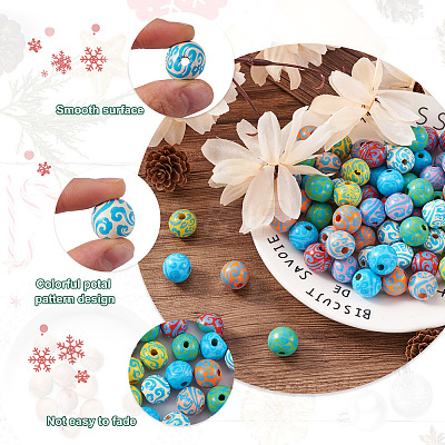 80Pcs 8 Colors Wooden Beads WOOD-FW0001-12-1