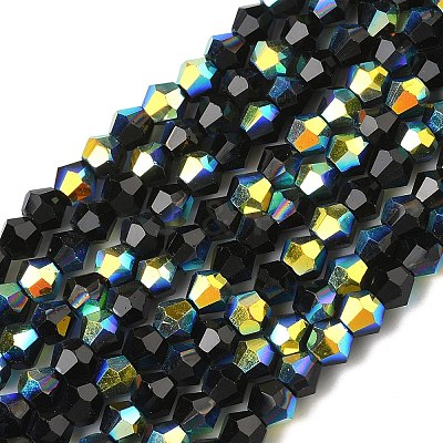Electroplate Transparent Glass Beads Strands EGLA-K015-18G-1