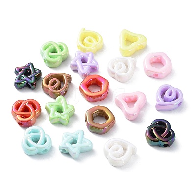 UV Plating Rainbow Iridescent Acrylic Beads X-OACR-A029-13-1