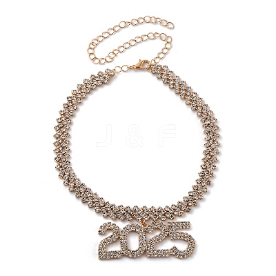 Brass Full Crystal Rhinestone 2025 Pendant Necklaces for Women NJEW-Q005-01G-1