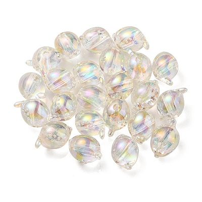 UV Plating Rainbow Iridescent Acrylic Beads OACR-F004-07F-1