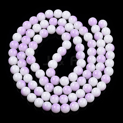 Two Tone Opaque Baking Paint Glass Beads Strands LS-DGLA-Q027-8mm-02-1