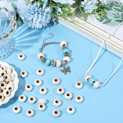 100Pcs Synthetic Howlite European Beads TURQ-PA0001-04A-1