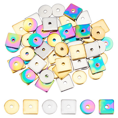 60Pcs 6 Style Ion Plating(IP) 304 Stainless Steel Spacer Beads STAS-DC0004-97-1