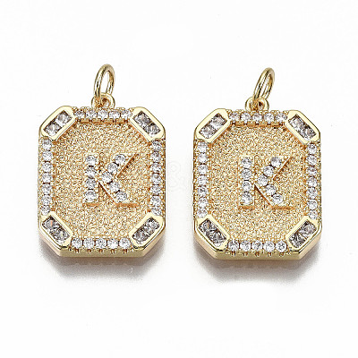 Brass Micro Pave Clear Cubic Zirconia Pendants KK-S356-234K-G-NF-1