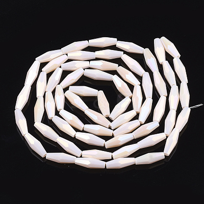 Electroplate Opaque Solid Color Glass Beads Strands EGLA-S174-18B-1