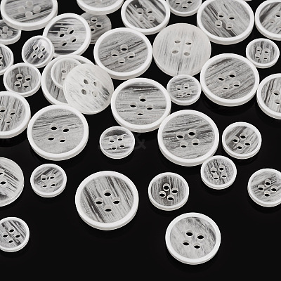 40Pcs 4 Styles Resin Buttons BUTT-TADJ0001-02C-1