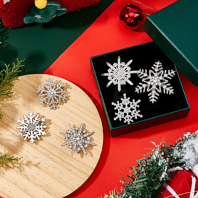 6Pcs 6 Styles Snowflake Alloy Lapel Pins for Backpack Clothes JEWB-DC0001-32-1