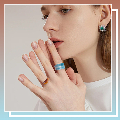 4 Styles Resin & Acrylic Finger Rings for Women RJEW-SC0001-24-1