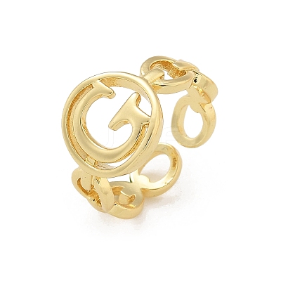 Brass Open Cuff Rings for Women RJEW-K289-01G-G-1