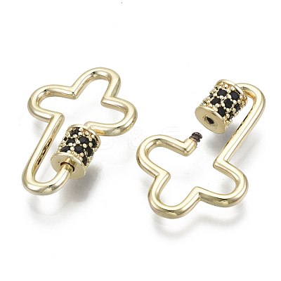 Brass Micro Pave Cubic Zirconia Screw Carabiner Lock Charms KK-R136-070A-NF-1