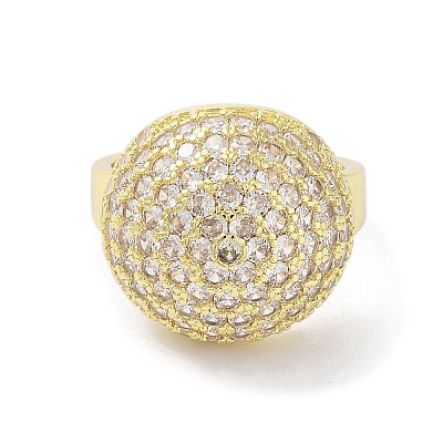 Brass with Cubic Zirconia Open Cuff Rings for Women RJEW-A035-15G-1