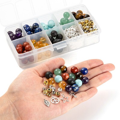 192Pcs 8 Styles 10mm Gemstone Beads Chakra Yoga Healing Stone Kits G-LS0001-02C-1