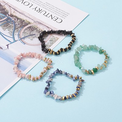 Natural & Synthetic Mixed Gemstone Chip Beads Stretch Bracelets BJEW-JB06599-1