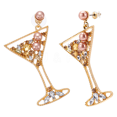 1Pair Alloy Rhinestone Dangle Stud Earrings EJEW-UN0002-73A-1