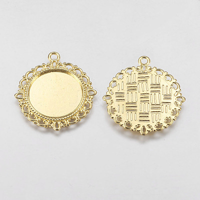 Zinc Alloy Pendant Settings for Cabochon & Rhinestone PALLOY-A15290-G-NR-1