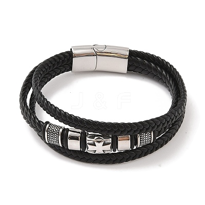 Braided Microfiber Leather Multi-strand Bracelets BJEW-B096-04B-1