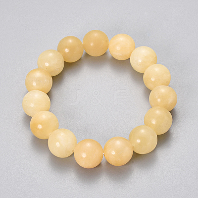 Natural Topaz Jade Beaded Stretch Bracelets BJEW-Q692-45-10mm-1