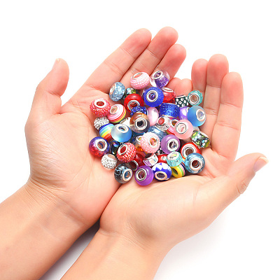 Acrylic & Resin & Polymer Clay Rhinestone European Beads FPDL-S015-04A-1