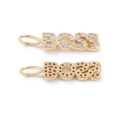Brass Micro Pave Clear Cubic Zirconia Pendants ZIRC-L093-70G-1