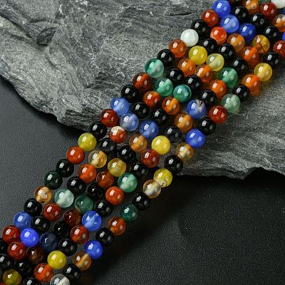 Natural Agate Beads Strands G-F417-05-6mm-1