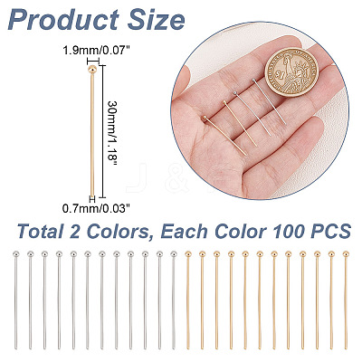 200Pcs 2 Styles 304 Stainless Steel Ball Head Pins STAS-AR0002-26-1