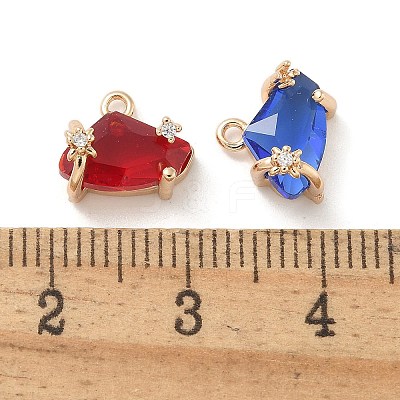 Brass Micro Pave Cubic Zirconia with Glass Charms KK-G517-08G-1